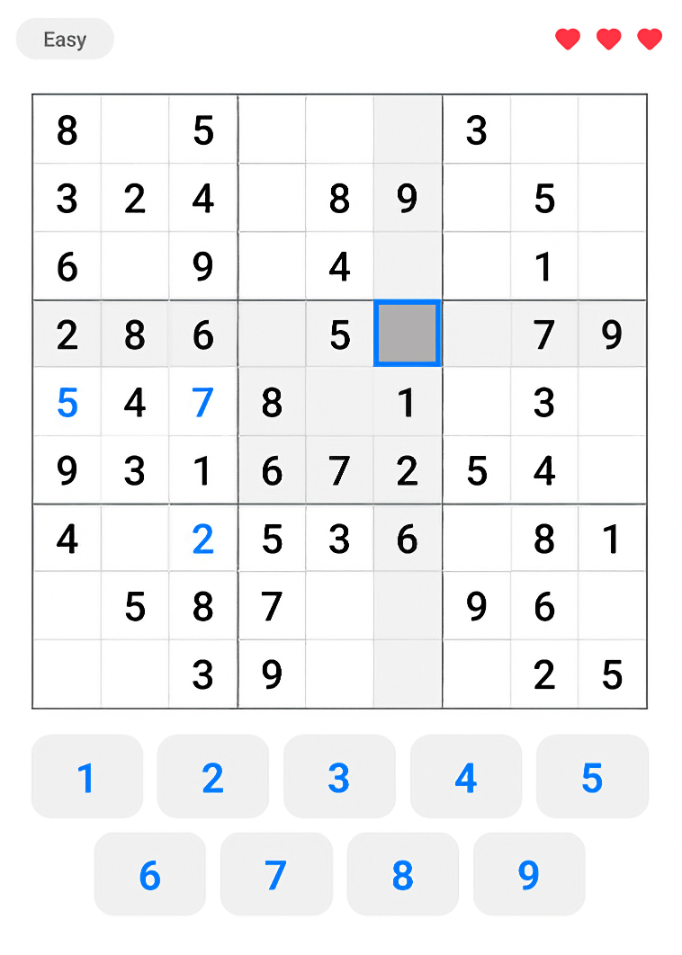 Sudoku Blitz Gameplay Screen